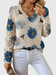 Abril™ Suéter Elegante con Estampado Floral y Mangas Aireadas