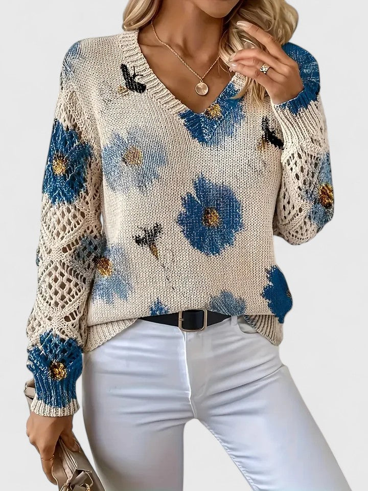 Abril™ Suéter Elegante con Estampado Floral y Mangas Aireadas