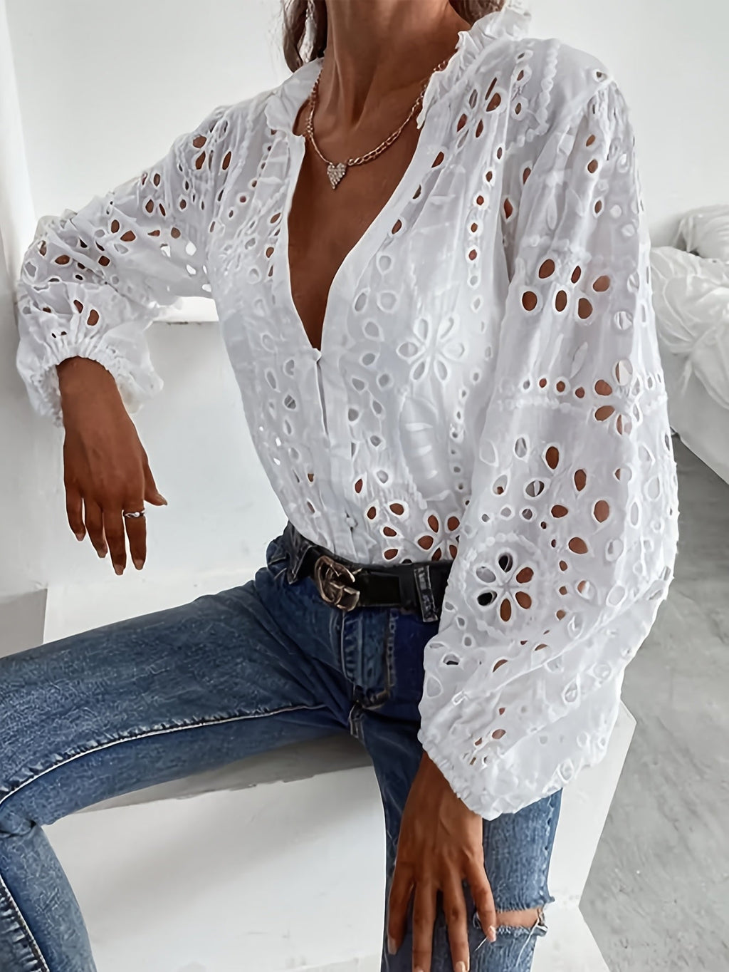 Jimena™ Blusa Bordada para Mujer con Encaje Delicado