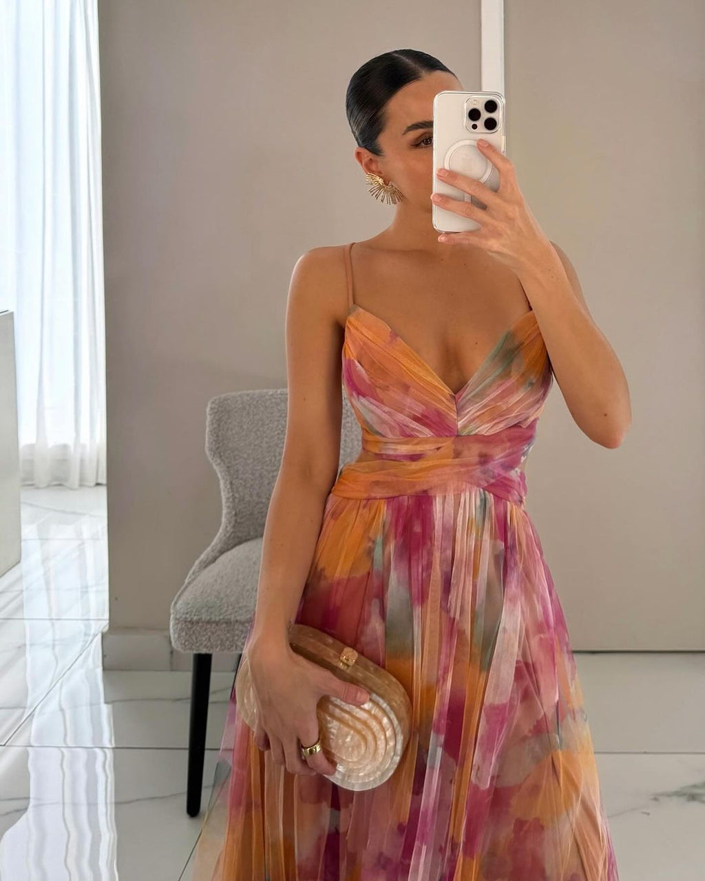 Coatzacoalcos™ Vestido Largo Floral de Chifón – Corte Favorecedor