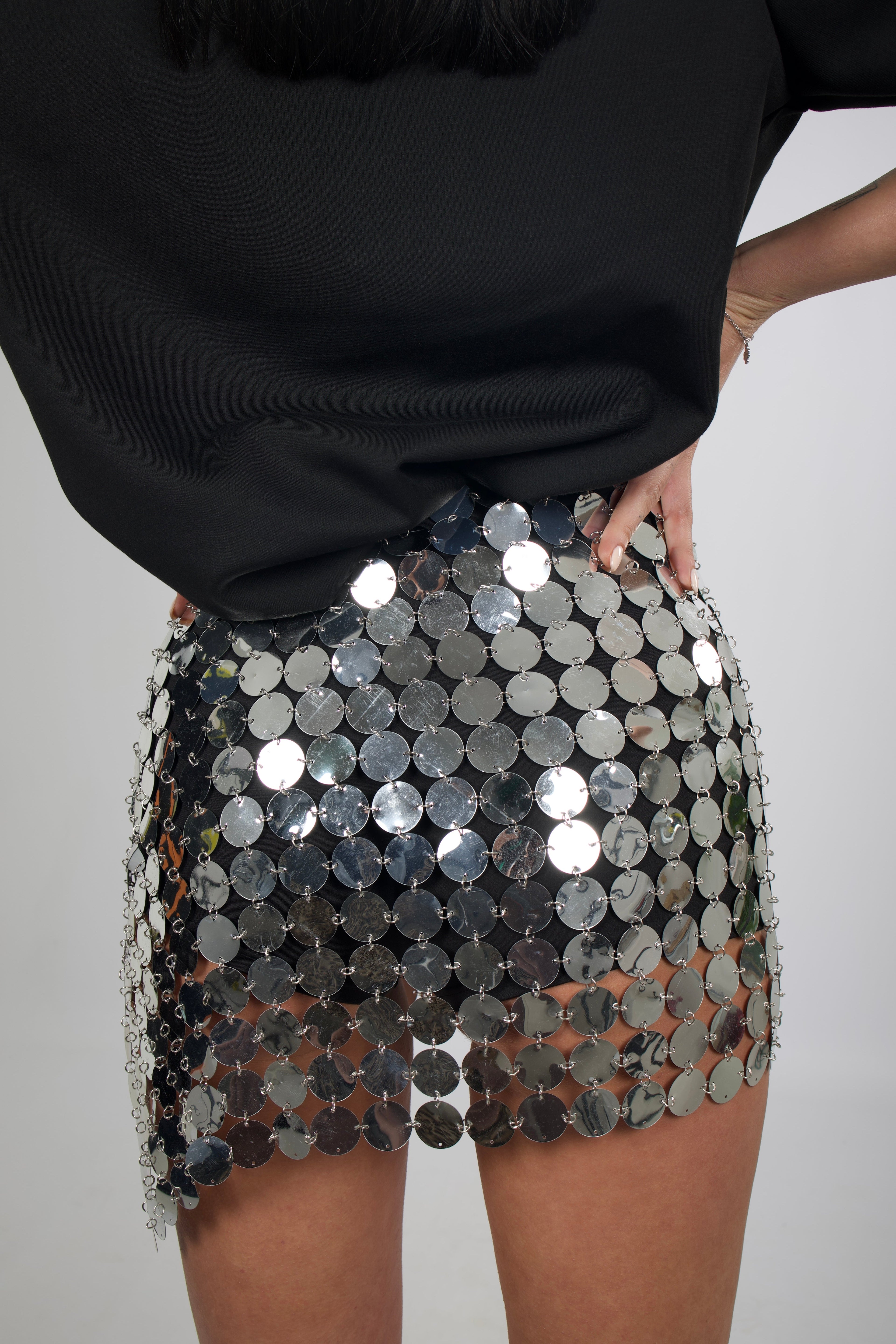 Cozumel™ Minifalda de Lentejuelas Espejo, Estilo Ibiza