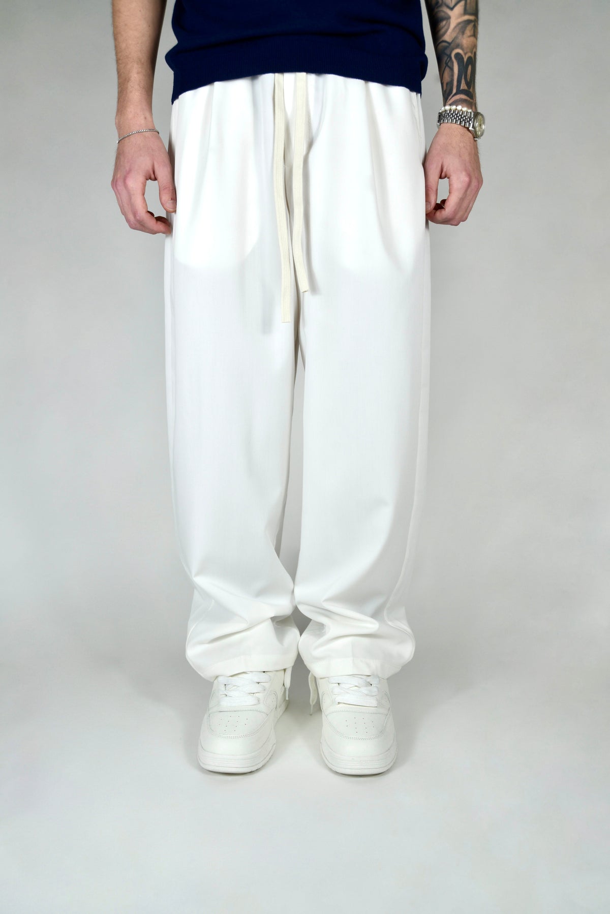 Tepotzotlán™ Pantalón Jogger Elegante Oversize Blanco para Hombre