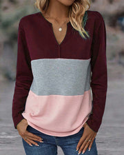 Verónica™ Blusa Colorida con Cuello en V y Corte Suelto