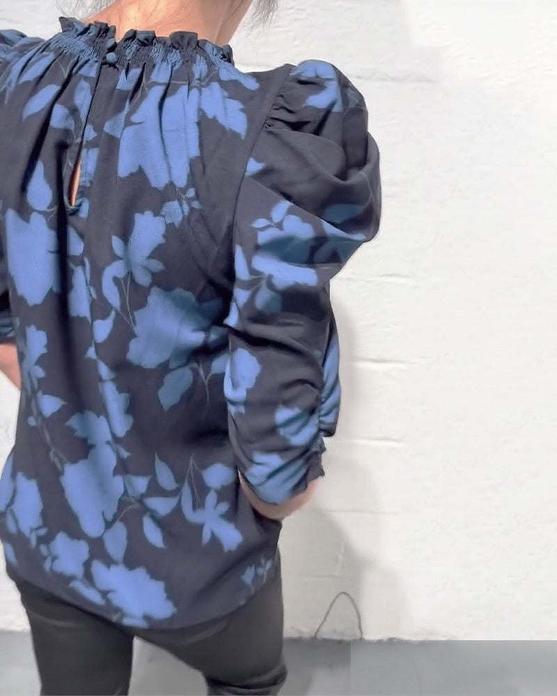 Alicia™ Blusa para Mujer con Mangas Abullonadas y Volantes