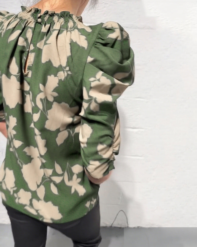 Alicia™ Blusa para Mujer con Mangas Abullonadas y Volantes