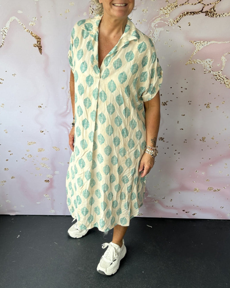 Fátima™ Vestido Midi Suelto de Primavera con Cuello Solapa