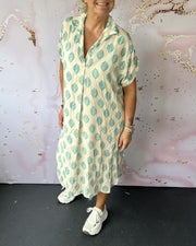 Fátima™ Vestido Midi Suelto de Primavera con Cuello Solapa