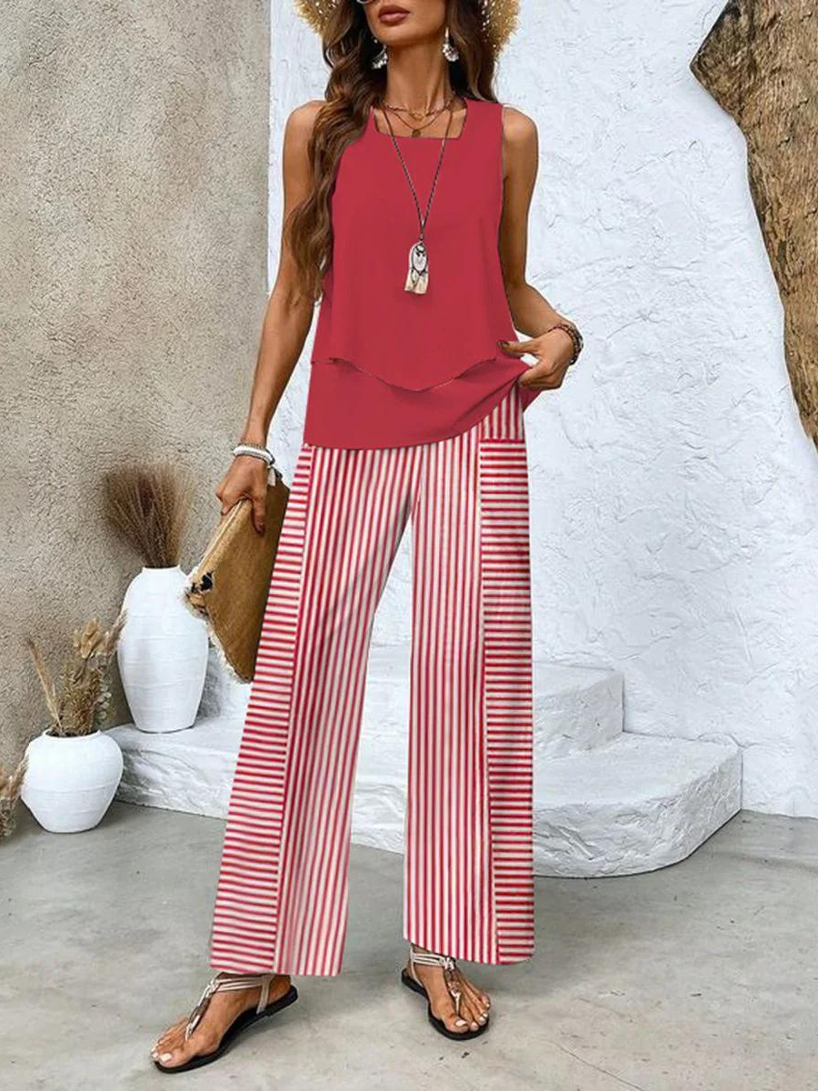 Xóloitzcuintle™ Conjunto de Verano Elegante para Mujer con Blusa y Pantalón