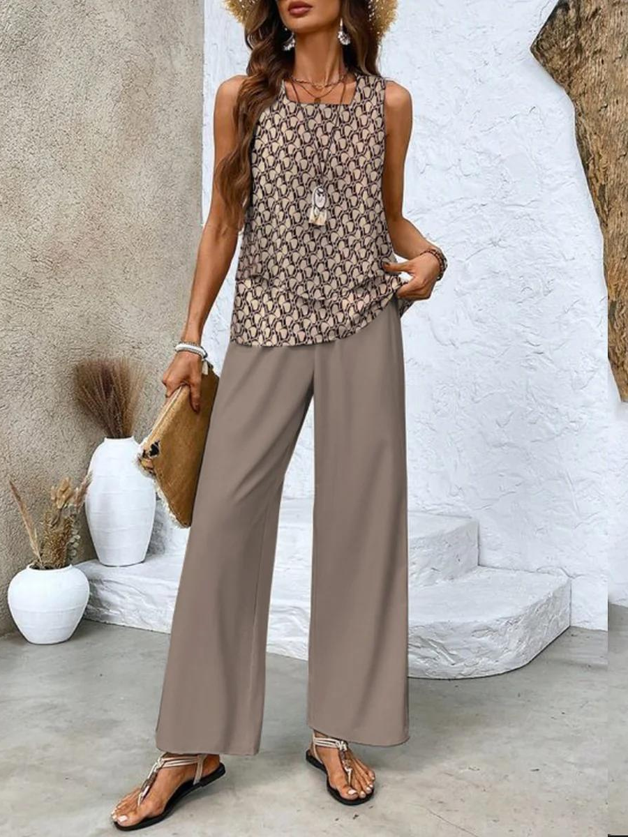Conjunto Azucena de Verano Elegante para Mujer con Blusa y Pantalón