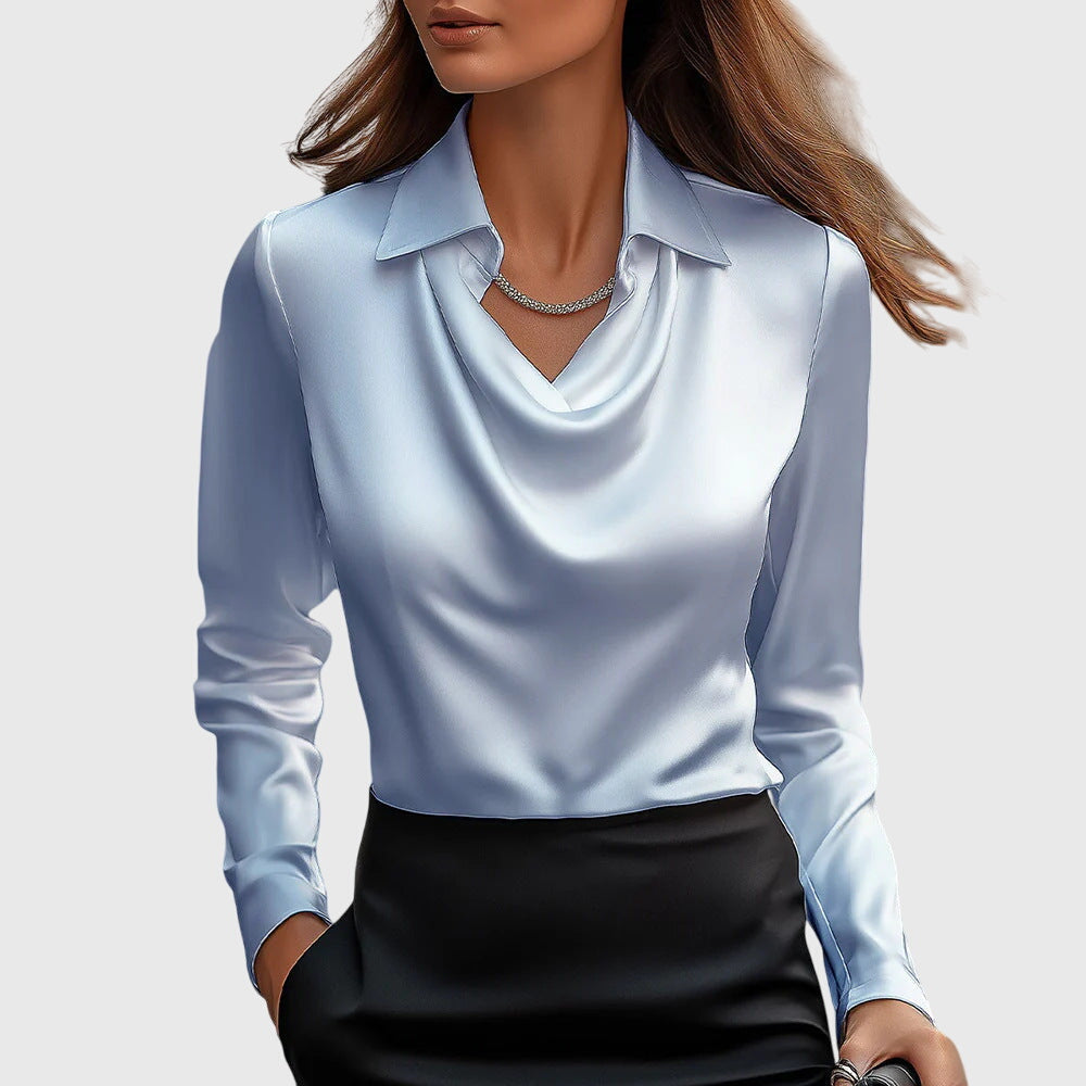 Vianey™ Blusa Satinada Elegante con Cuello Fruncido