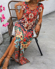 Zacatecas™ Vestido Largo Estampado de Verano con Aberturas