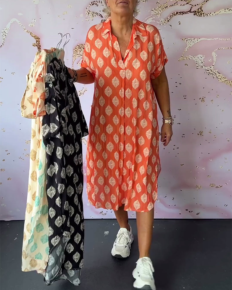 Fátima™ Vestido Midi Suelto de Primavera con Cuello Solapa