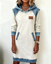 Silvia™ Vestido Sudadera con Capucha y Paneles en Contraste
