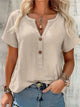Blusa Elegante con Cuello en V y Botones de Madera