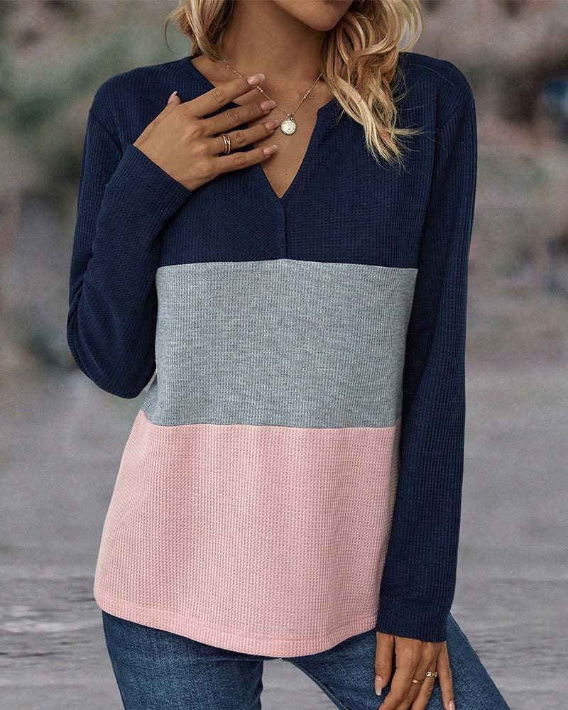Verónica™ Blusa Colorida con Cuello en V y Corte Suelto