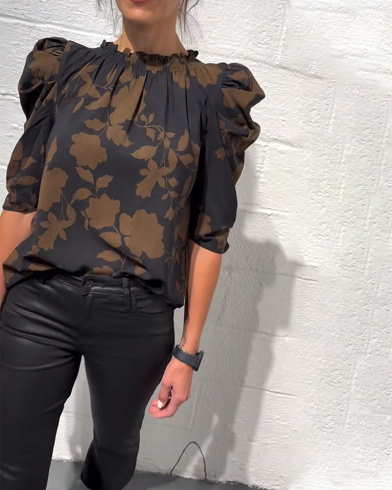 Alicia™ Blusa para Mujer con Mangas Abullonadas y Volantes