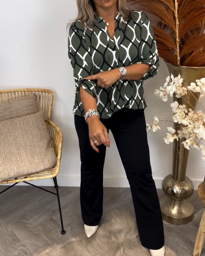 Blusa para Mujer con Estampado Geométrico, Corte Suelto