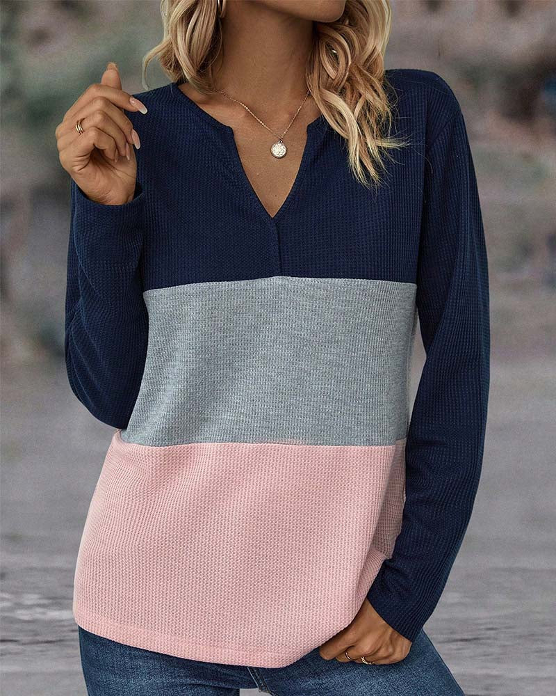 Verónica™ Blusa Colorida con Cuello en V y Corte Suelto