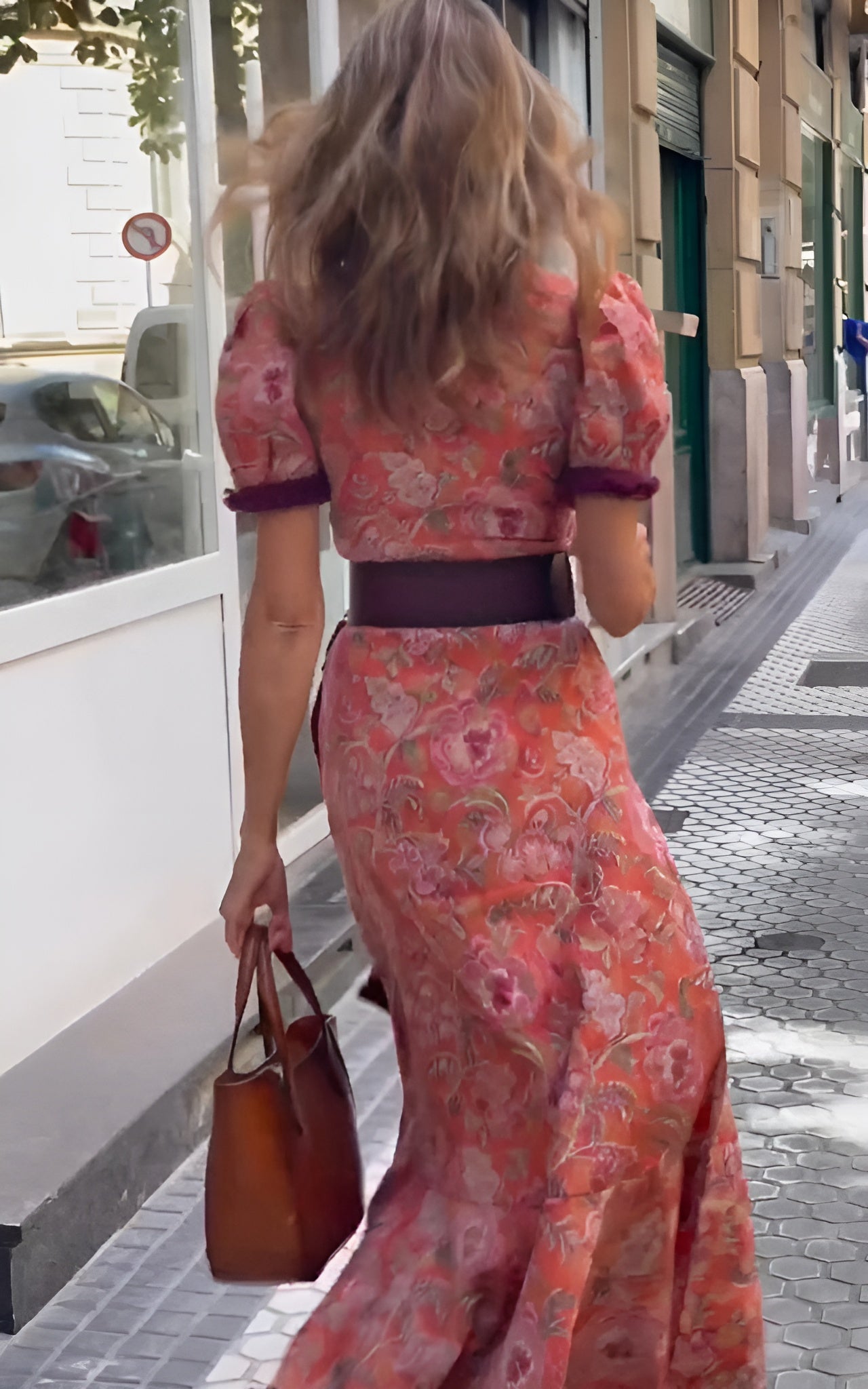 Ensenada™ Vestido Maxi Rosa Elegante con Manga Corta