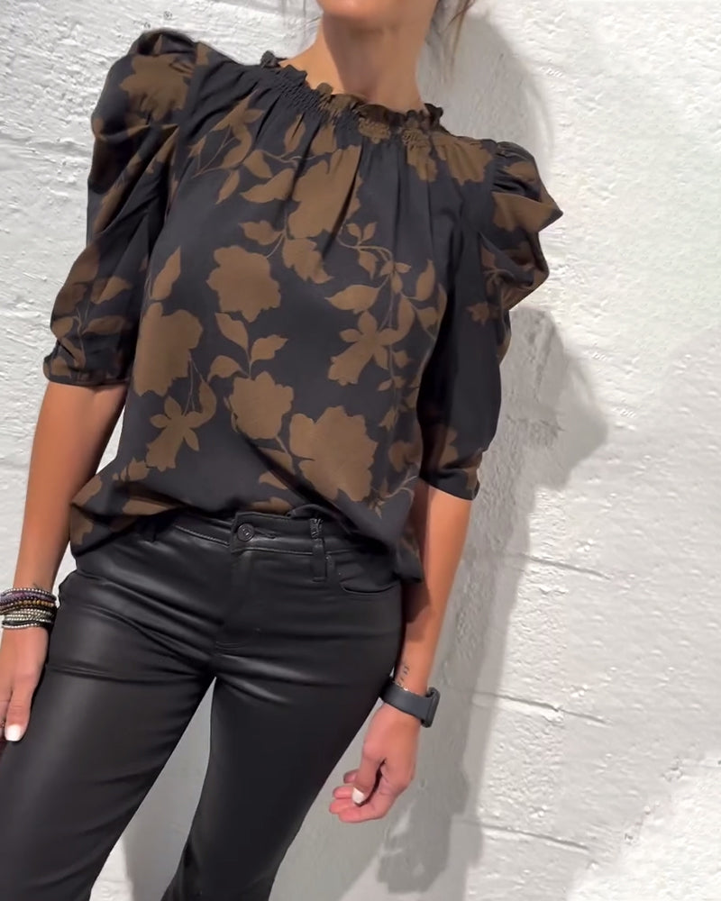 Alicia™ Blusa para Mujer con Mangas Abullonadas y Volantes