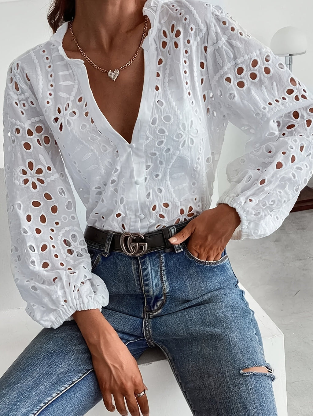 Jimena™ Blusa Bordada para Mujer con Encaje Delicado