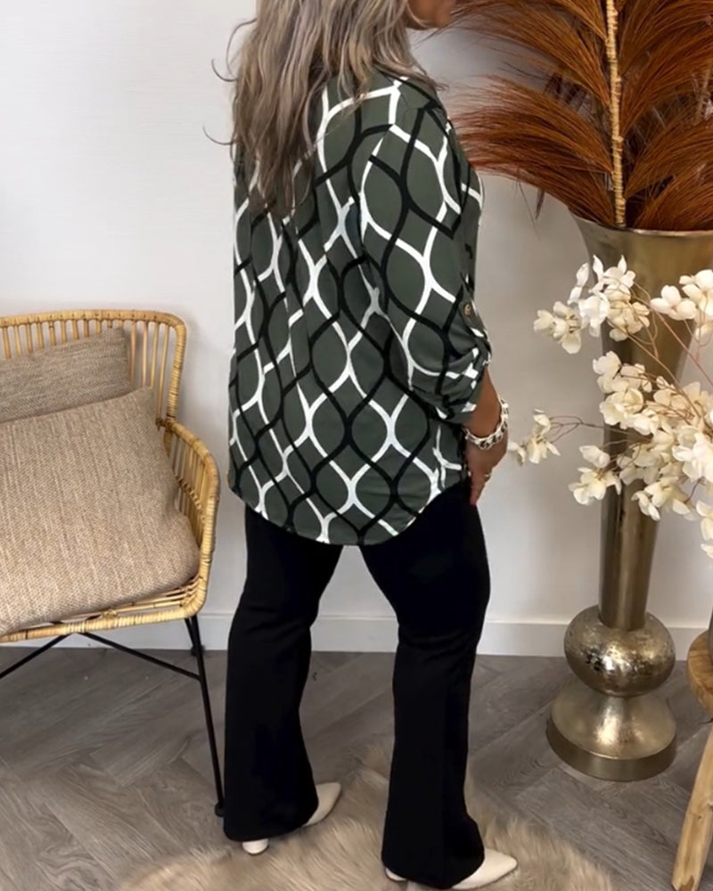 Blusa para Mujer con Estampado Geométrico, Corte Suelto