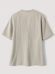 Blusa Elegante con Cuello en V y Botones de Madera