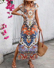 Zacatecas™ Vestido Largo Estampado de Verano con Aberturas