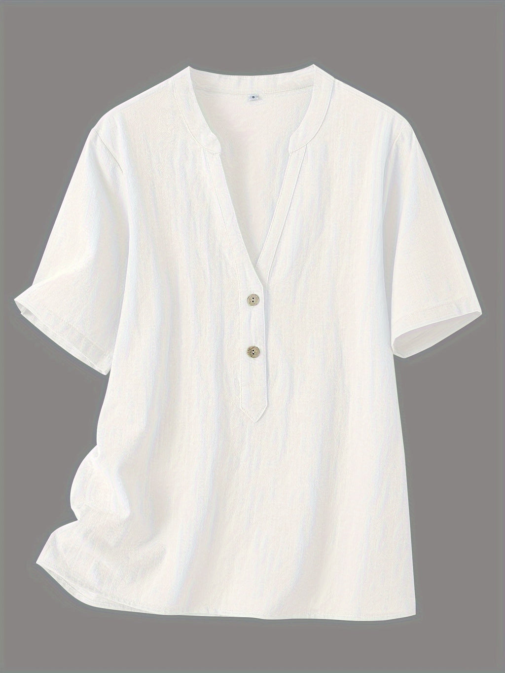 Blusa Elegante con Cuello en V y Botones de Madera