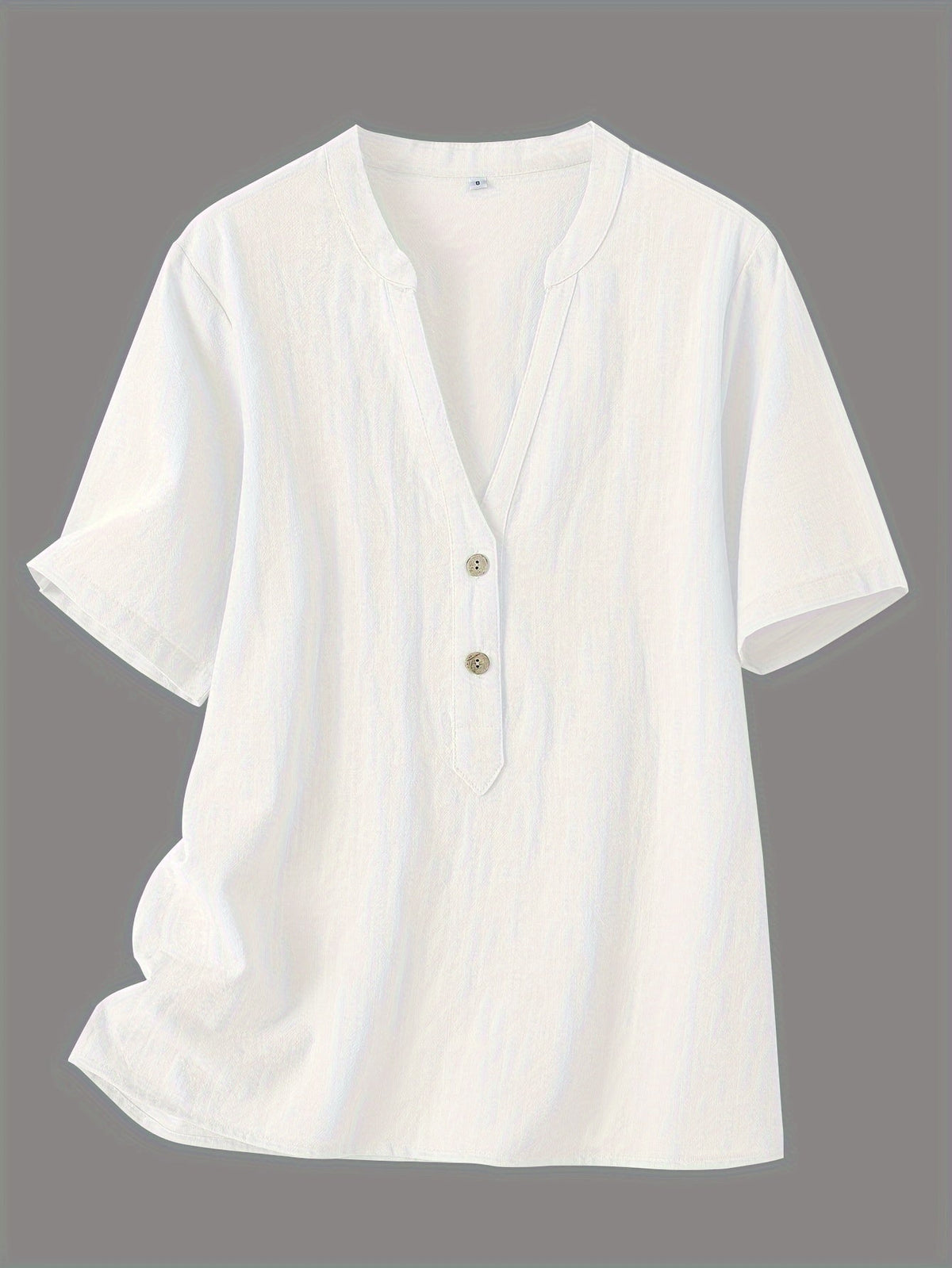 Blusa Elegante con Cuello en V y Botones de Madera