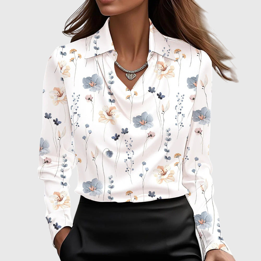 Vianey™ Blusa Satinada Elegante con Cuello Fruncido
