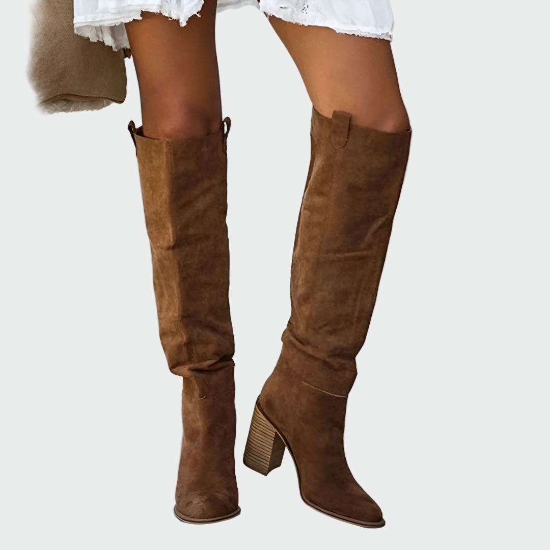 Iliana™ Botas Altas para Mujer, Estilo Western, Gamuza Café