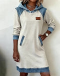 Silvia™ Vestido Sudadera con Capucha y Paneles en Contraste
