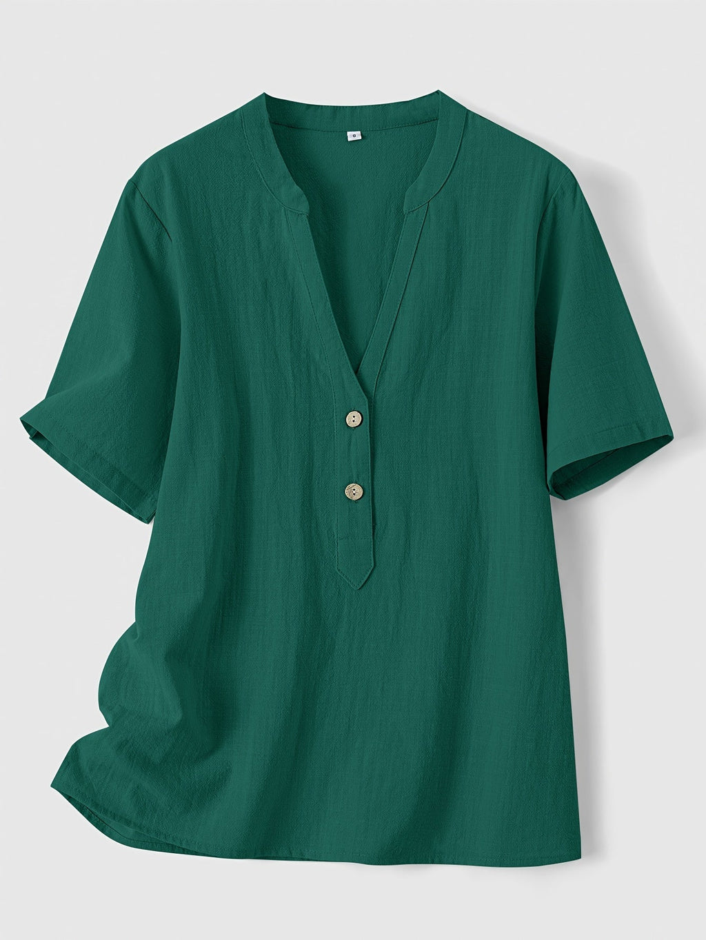 Blusa Elegante con Cuello en V y Botones de Madera