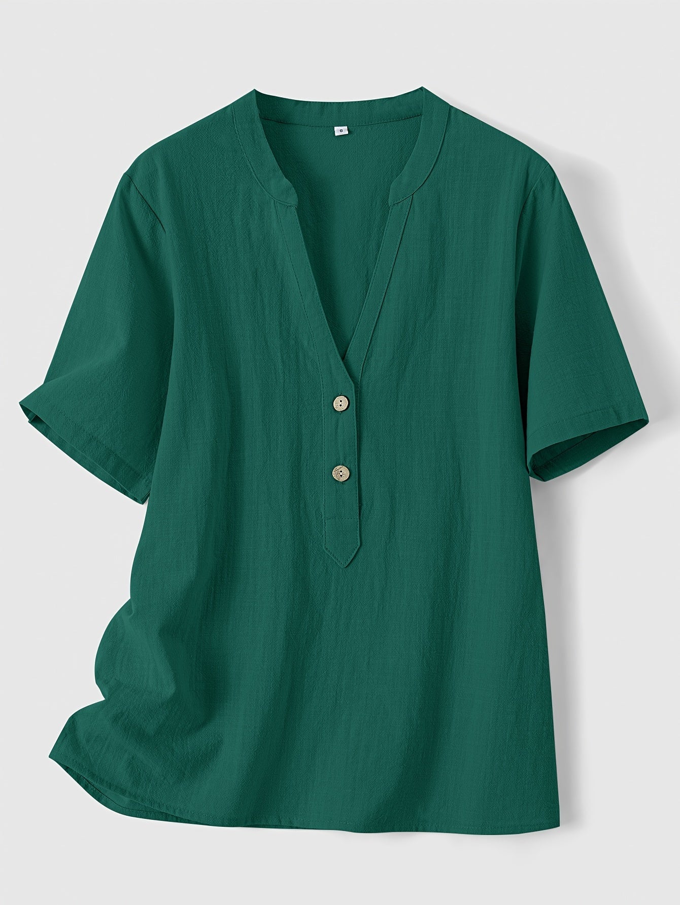 Blusa Elegante con Cuello en V y Botones de Madera