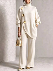Alejandra | Elegante conjunto de botones asimétricos de punto burdeos