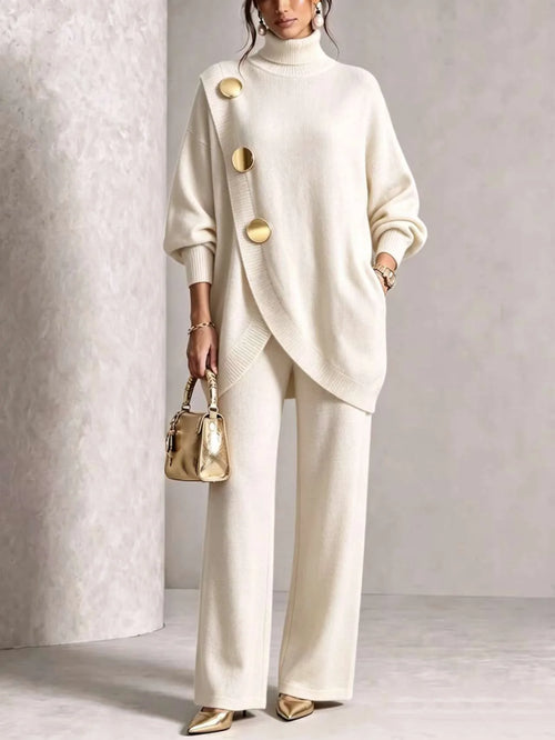 Alejandra | Elegante conjunto de botones asimétricos de punto burdeos