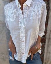 Blusa Elegante de Encaje Bordado para Mujer