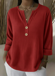 Lucía™ | Camiseta Henley con Textura Waffle y Botones