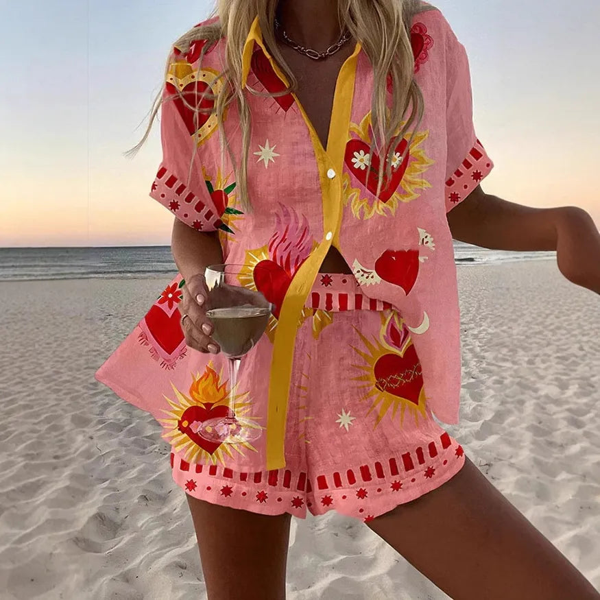 Conjunto Aracely de Playera y Shorts para Mujer en Lino y Algodón