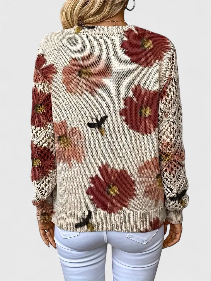 Abril™ Suéter Elegante con Estampado Floral y Mangas Aireadas