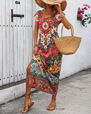 Zacatecas™ Vestido Largo Estampado de Verano con Aberturas