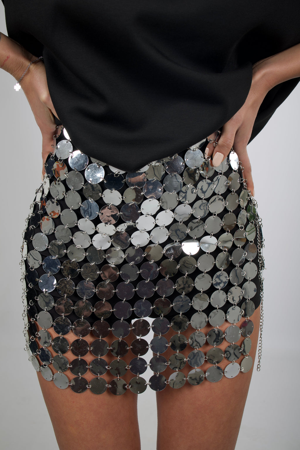 Cozumel™ Minifalda de Lentejuelas Espejo, Estilo Ibiza