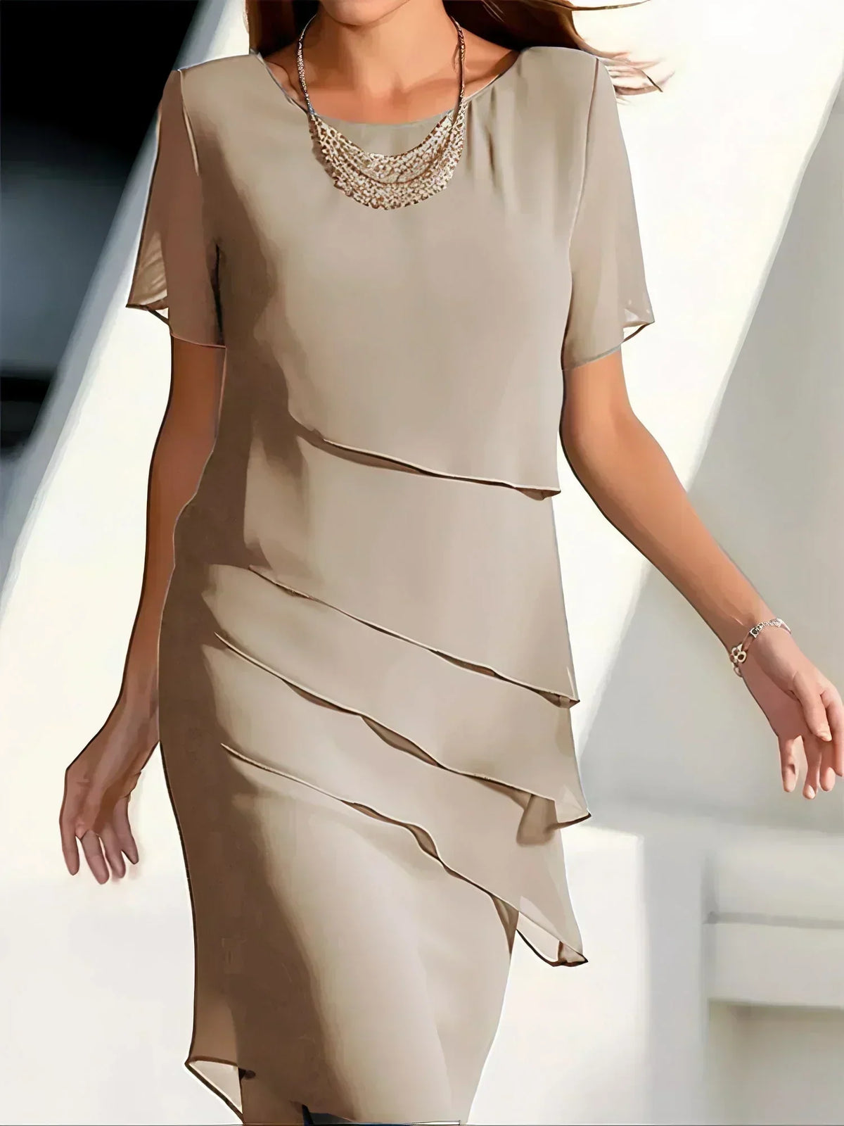 Asunción™ Vestido Midi de Fiesta con Capas Fluidas y Elegantes