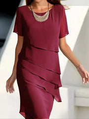 Asunción™ Vestido Midi de Fiesta con Capas Fluidas y Elegantes