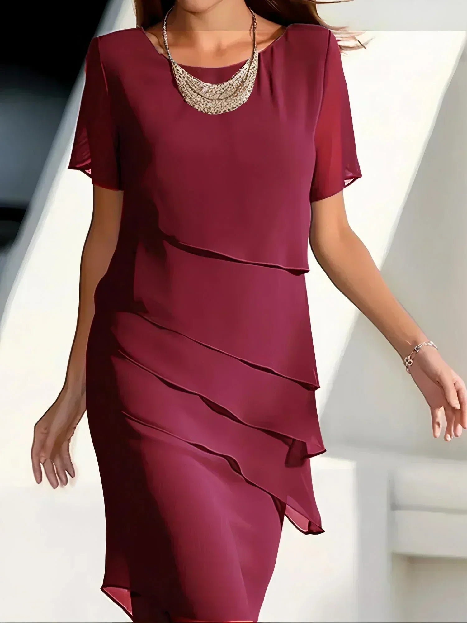Asunción™ Vestido Midi de Fiesta con Capas Fluidas y Elegantes
