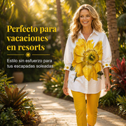 Hortencia™ Conjunto Floral de Dos Piezas para Mujer con Top Oversize y Pantalón Cropped