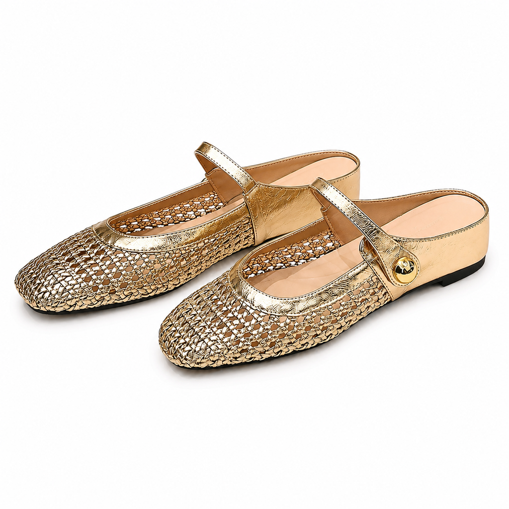 LUMIRA™ ┃ Zuecos de Tela Trenzada con Punta Cuadrada