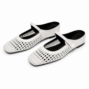 LUMIRA™ ┃ Zuecos de Tela Trenzada con Punta Cuadrada
