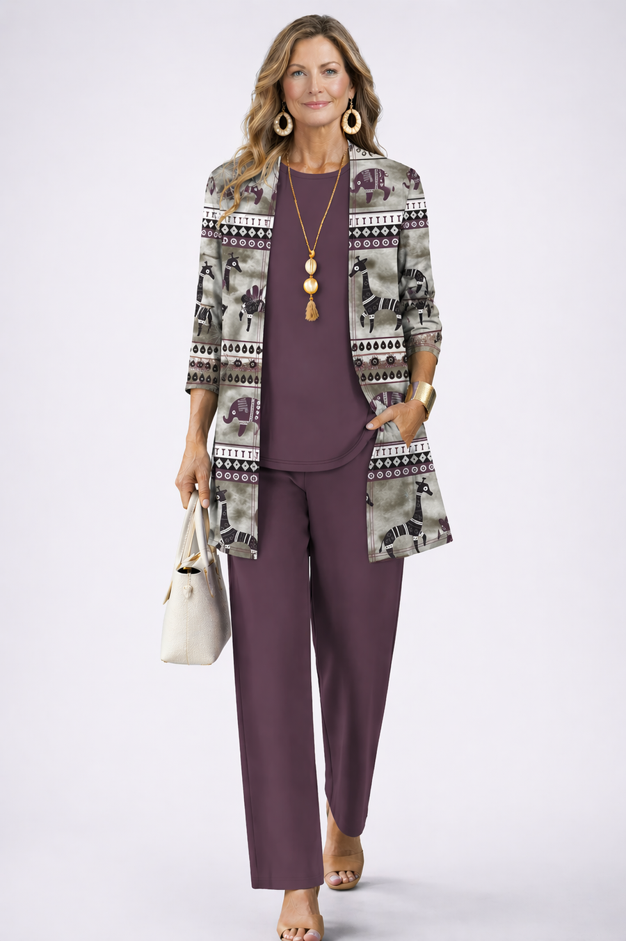 Conjunto de Tres Piezas · Malva Oscuro
